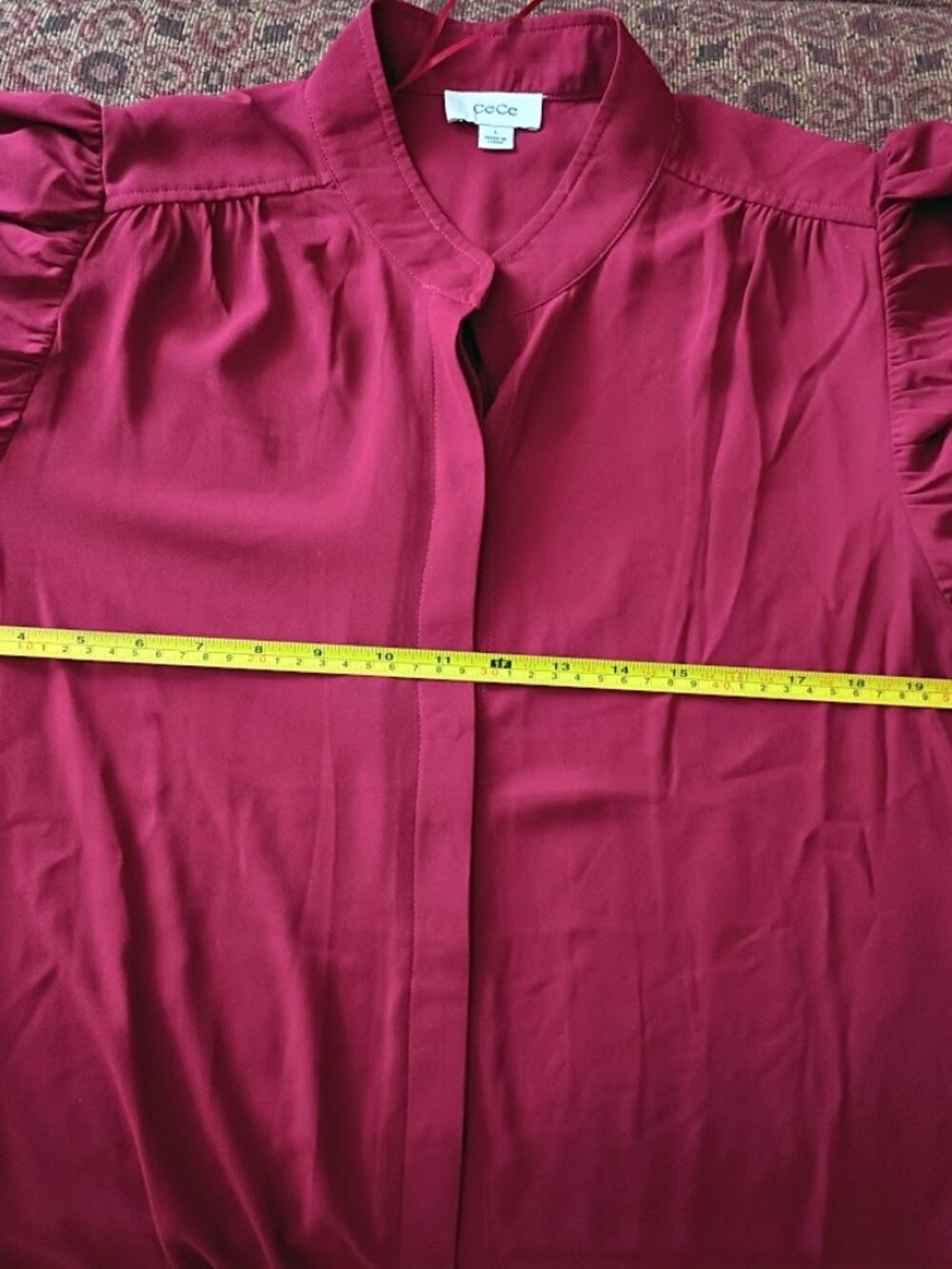 Burgundy CeCe short sleeve blouse - Picture 7 of 8